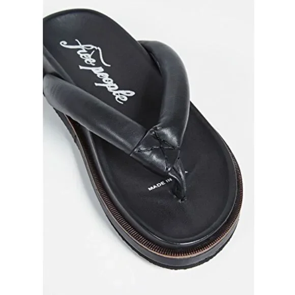 NWT Free People Lena Footbed Sandals In Black